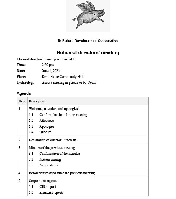 Notice of Meeting December 3, 2020